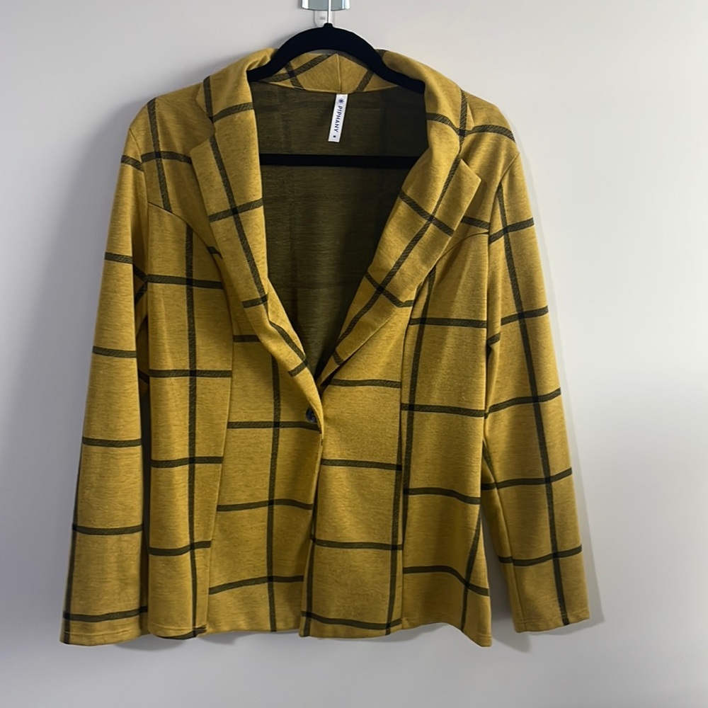 Mustard Yellow and Black Patterned  Blazer/Jacket